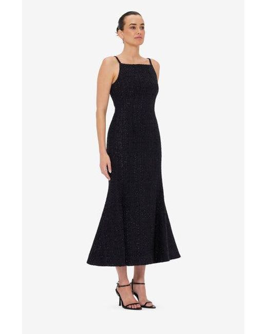 LEO LIN Blue Regina Tweed Midi Dress