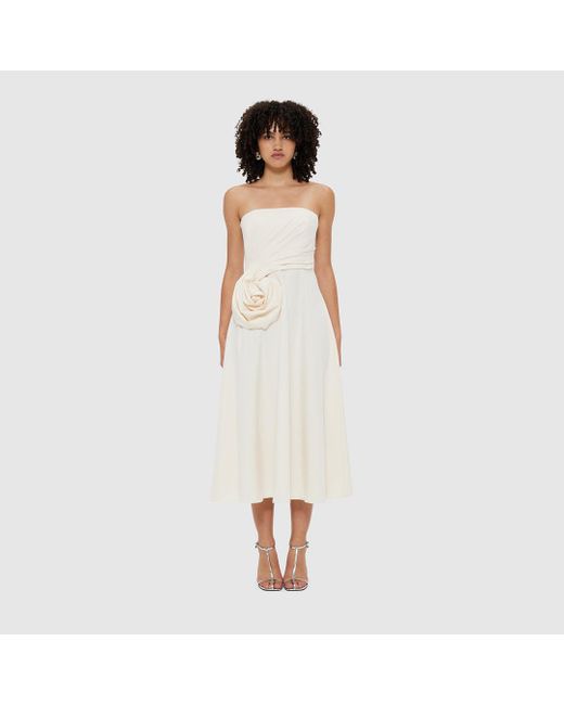 LEO LIN Ivanna Rose Bustier Midi Dress in White | Lyst