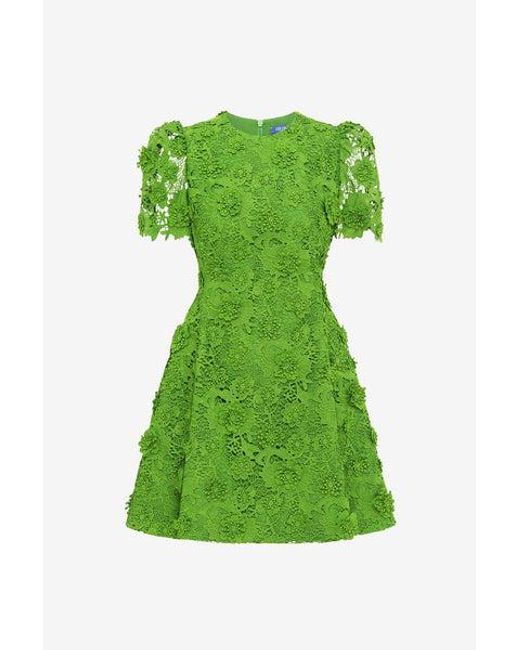 LEO LIN Green Elyse Lace Short Sleeve Mini Dress