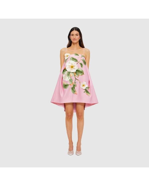 LEO LIN Felicia Appliqu Floral Mini Dress in Pink | Lyst