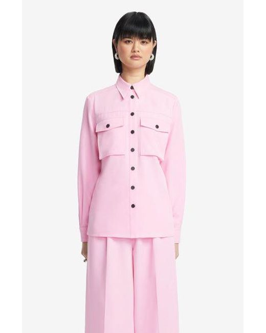 LEO LIN Mavis Pocket Shirt in Pink | Lyst