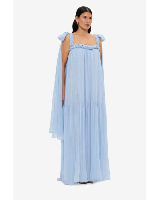 LEO LIN Blue Camilla Draped Floor Length Dress