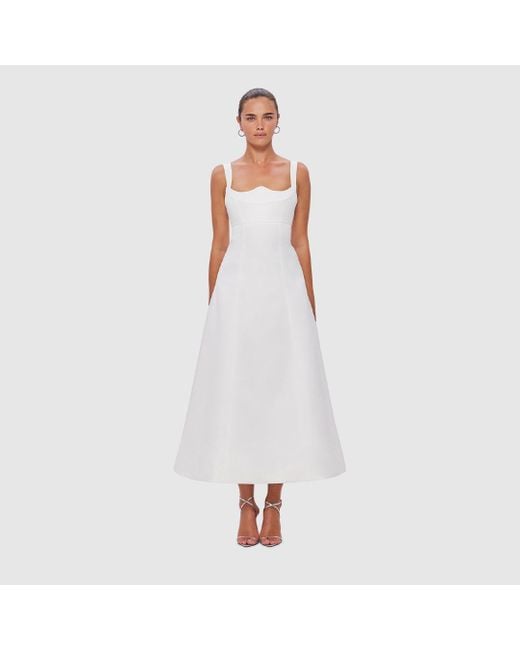 LEO LIN Odette Midi Dress in White | Lyst
