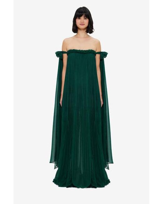 LEO LIN Camilla Draped Floor Length Dress in Green | Lyst
