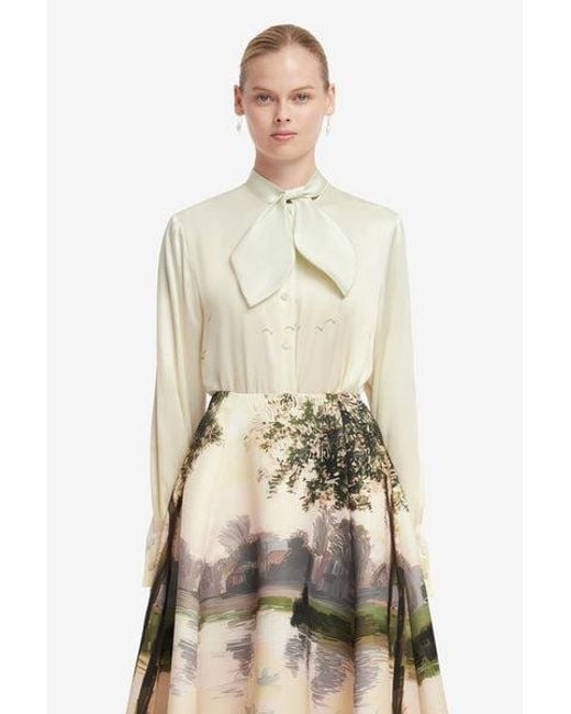 LEO LIN Green Cora Bow Blouse