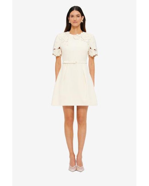 LEO LIN Aurelie Appliqu Short Sleeve Mini Dress in White | Lyst