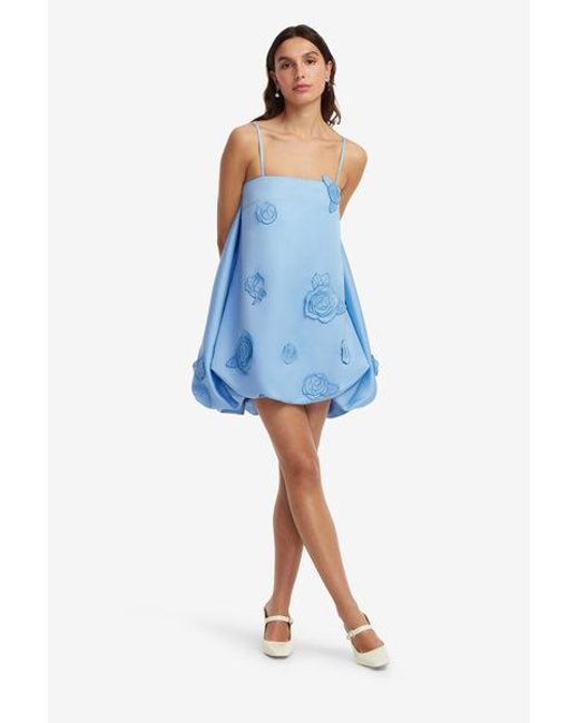 LEO LIN Blue Patsy Appliqué Puff Mini Dress