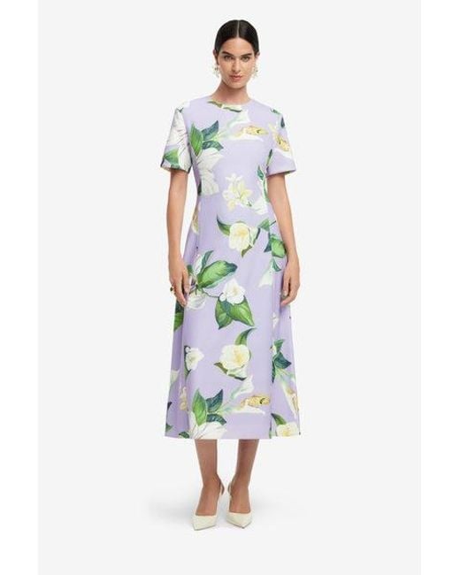 LEO LIN Caroline Short Sleeve Midi Dress in Blue | Lyst