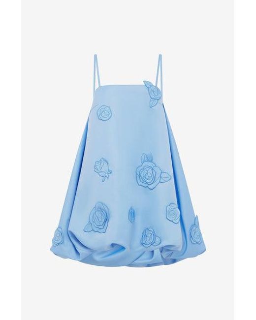 LEO LIN Blue Patsy Appliqué Puff Mini Dress
