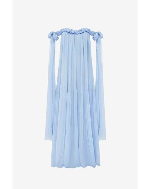 LEO LIN Blue Camilla Draped Floor Length Dress