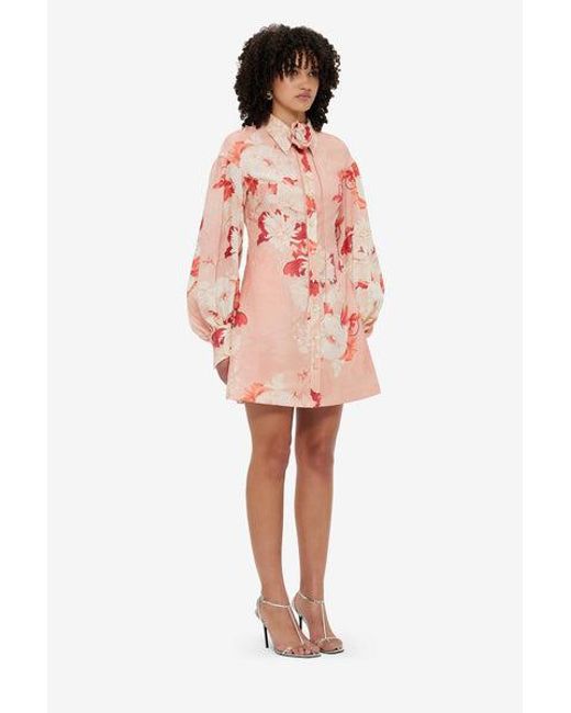 LEO LIN Juliana Shirt Mini Dress in Pink | Lyst