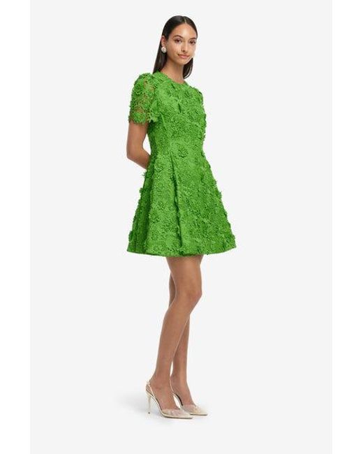 LEO LIN Green Elyse Lace Short Sleeve Mini Dress
