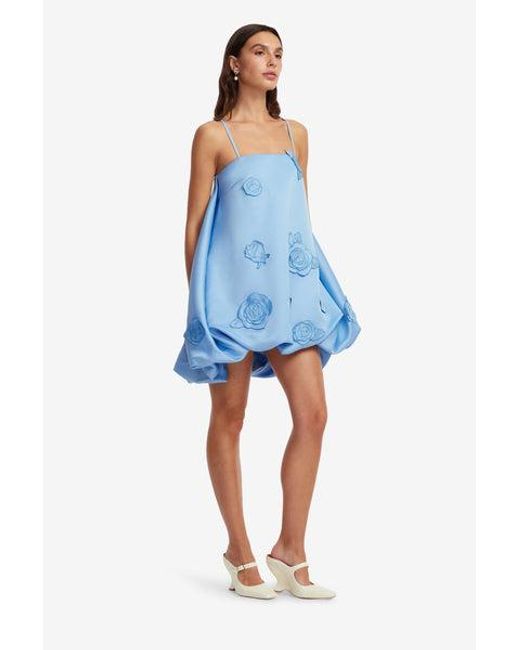 LEO LIN Blue Patsy Appliqué Puff Mini Dress