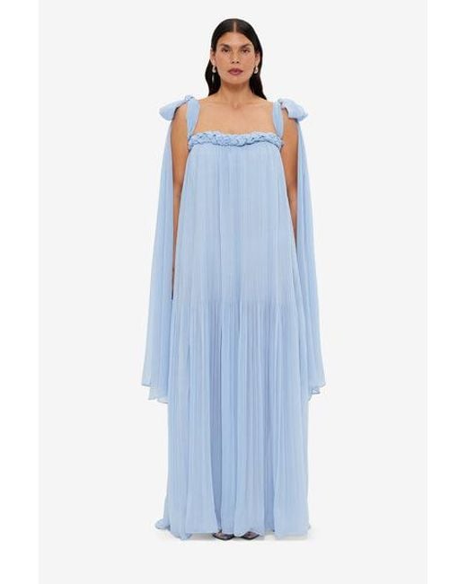 LEO LIN Blue Camilla Draped Floor Length Dress