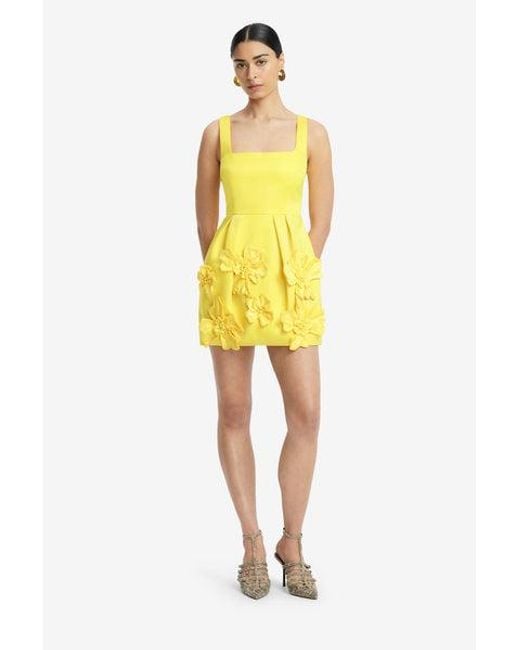 LEO LIN Women's Yellow Piper Floral Appliqu Bell Shape Mini Dress -  www.disolcolor.com
