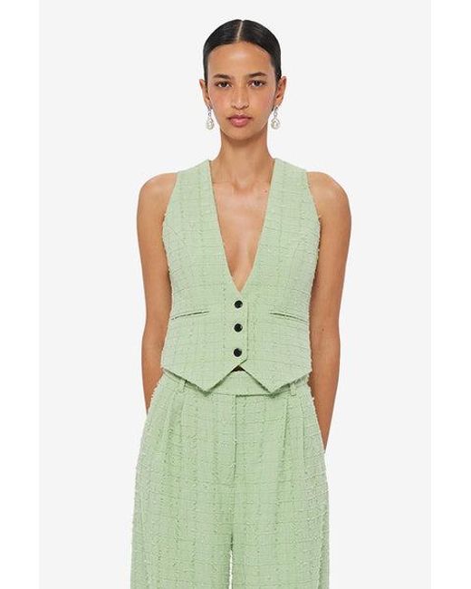 LEO LIN Green Anna-May Tweed Vest