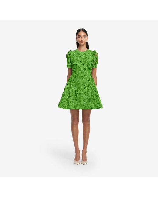 LEO LIN Green Elyse Lace Short Sleeve Mini Dress