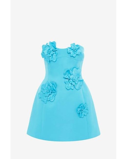 LEO LIN Blue Rosario Petal Bustier Mini Dress