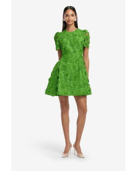 LEO LIN Green Elyse Lace Short Sleeve Mini Dress