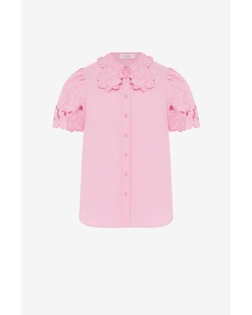 LEO LIN Pink Amelie Appliqué Shirt Top