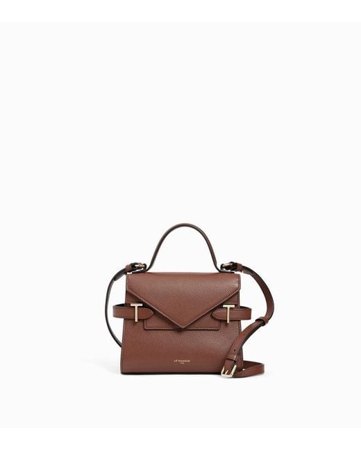 Le Tanneur Brown Kleine Handtasche Emilie Aus Genarbtem Leder Mit Doppelklappe