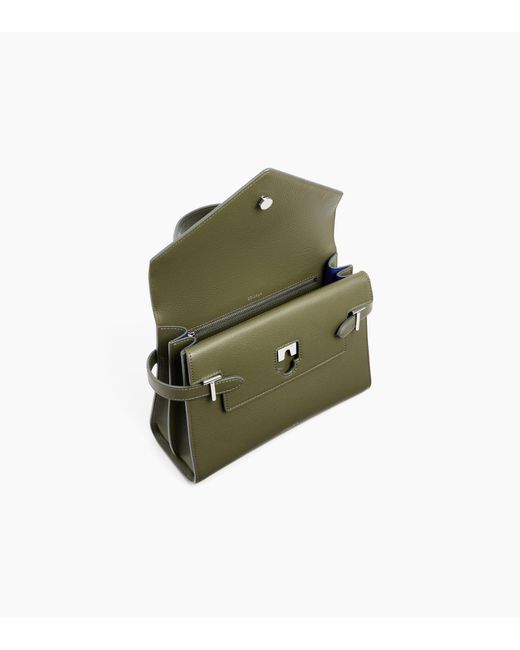 Le Tanneur Green Emilie Medium Handbag With Double Flap