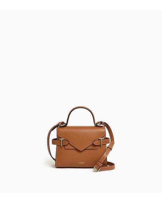 Le Tanneur Brown Kleine Handtasche Emilie Aus Genarbtem Leder Mit Doppelklappe