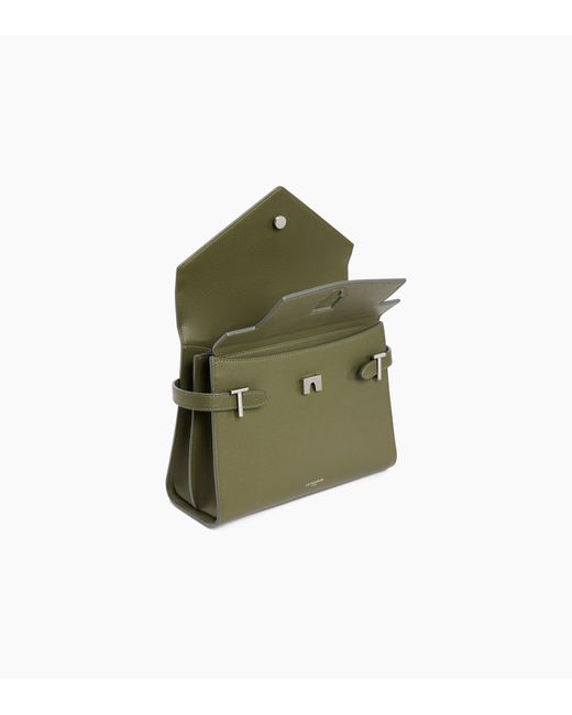 Le Tanneur Green Emilie Medium Handbag With Double Flap