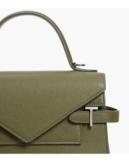 Le Tanneur Green Emilie Medium Handbag With Double Flap