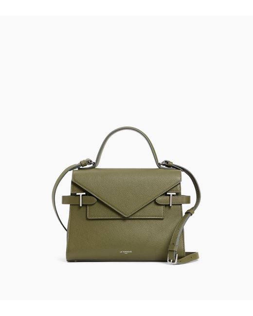 Le Tanneur Green Emilie Medium Handbag With Double Flap
