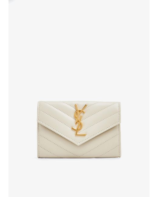 Saint Laurent White Cassandre Small Envelope Wallet