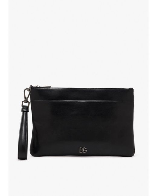 Dolce & Gabbana Black Tempesta Calfskin Necessaire for men