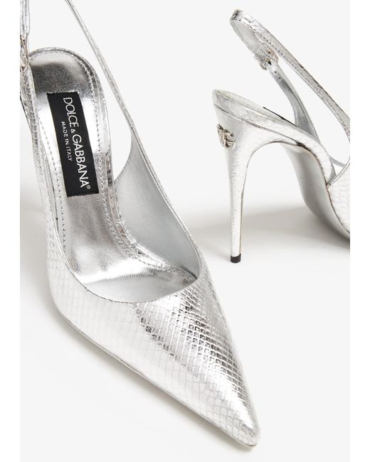 Dolce & Gabbana White Python Slingback Pumps