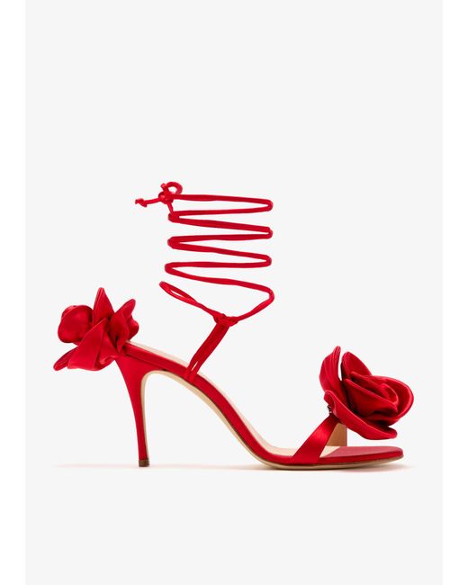 Magda Butrym Red Flower Lace-Up Sandals