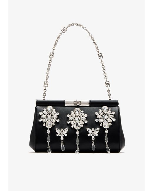 Dolce & Gabbana White Marlene Crystal-Embroidered Handbag