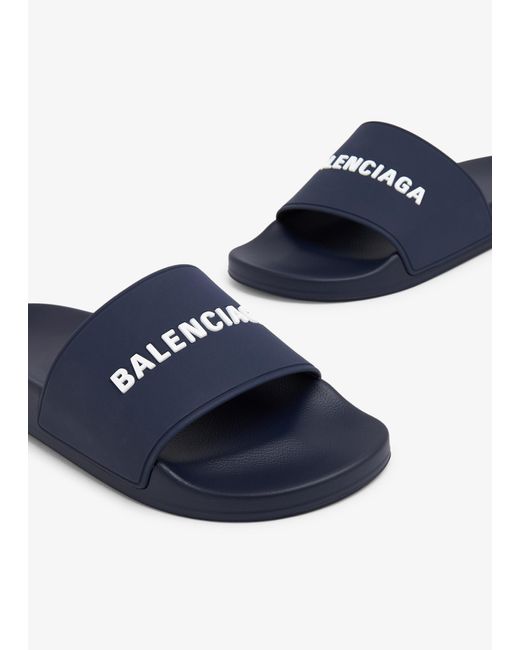 Balenciaga Blue Pool Rubber Slides for men