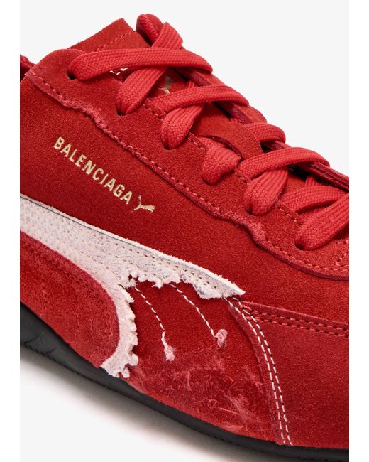 Balenciaga Red Speedcat Suede