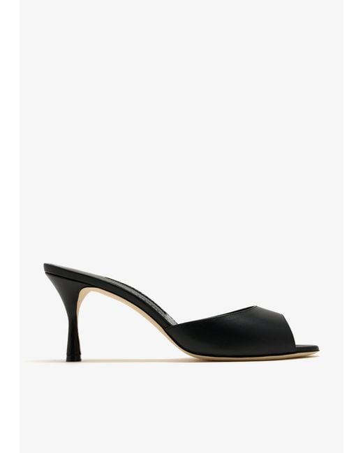 Manolo Blahnik White Jada Mules