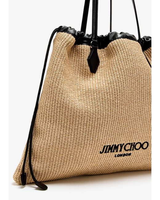Jimmy Choo Natural Drawstring L Tote Bag