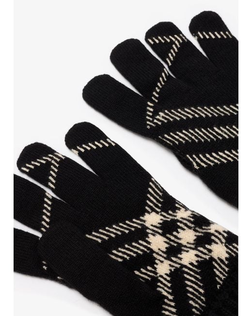 Burberry Black Check Gloves for men