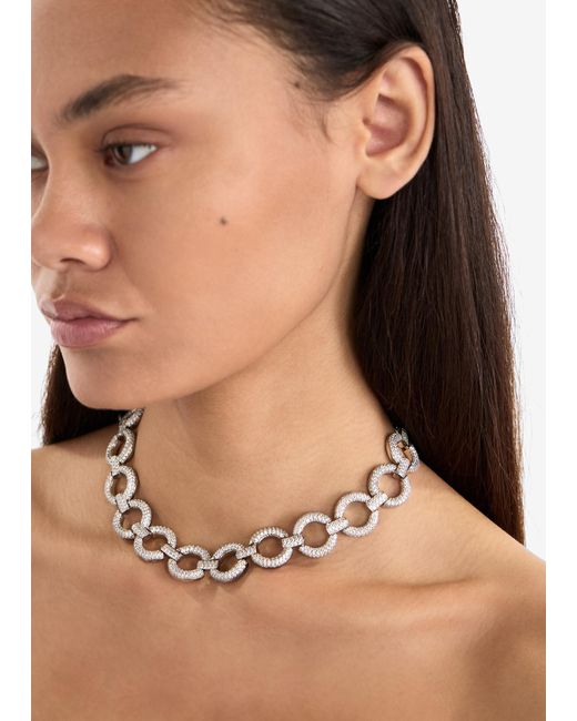 Self-Portrait White Crystal Link Choker
