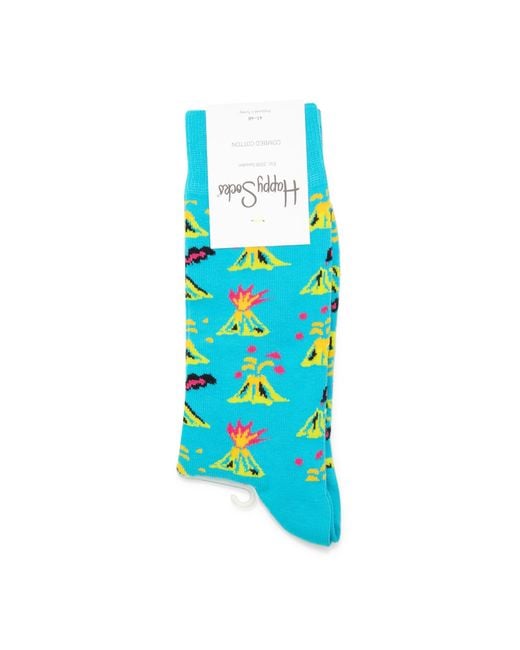 Happy Socks Blue Volcano Crew Socks for men