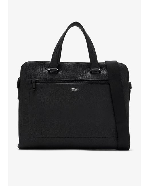 Ferragamo Black Firenze Briefcase for men
