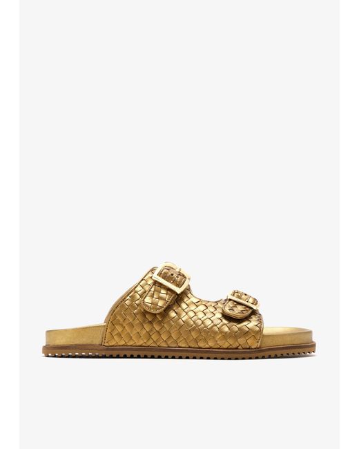 Dragon Diffusion Metallic Double Buckle Sandals