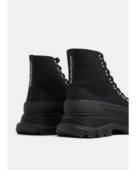 McQueen Black Tread Canvas Boots
