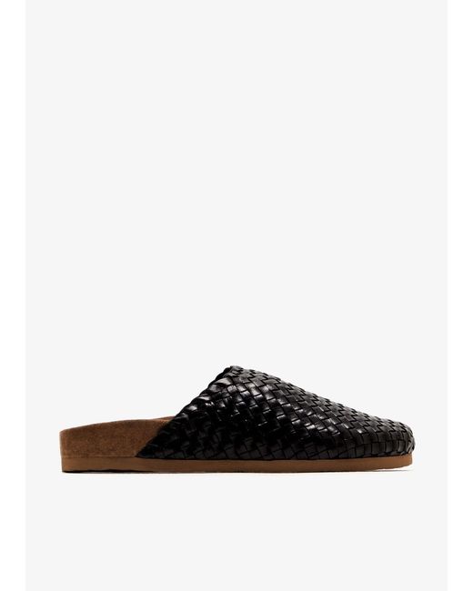 Dragon Diffusion Black Woven Leather Mules