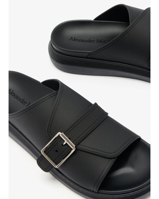 McQueen Black Hybrid Slides for men