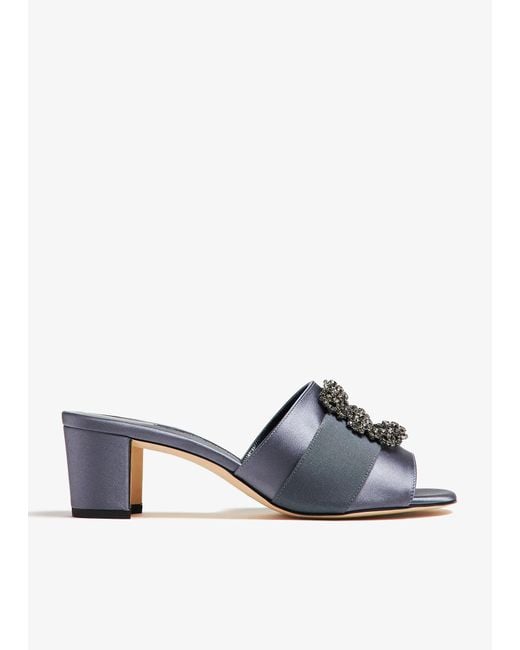 Manolo Blahnik White Martamod Mules