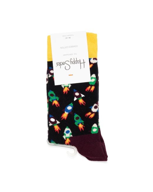 Happy Socks White Super Rocket Crew Socks