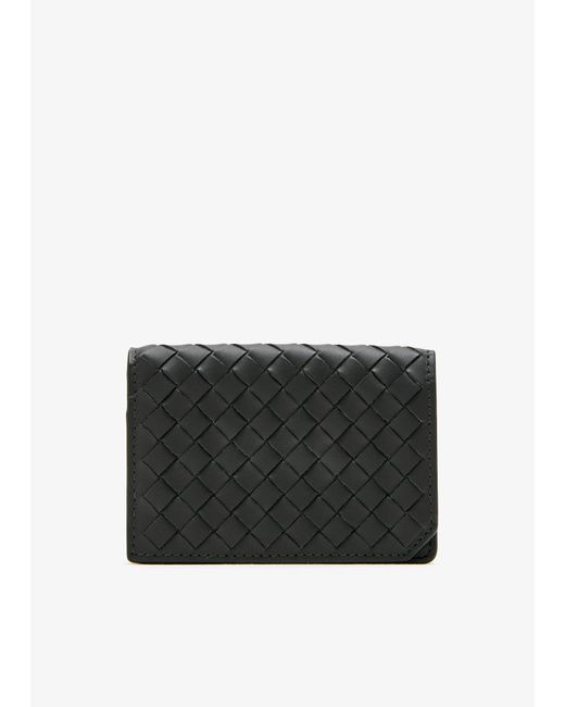 Bottega Veneta Black Intrecciato Piccolo Business Card Case for men